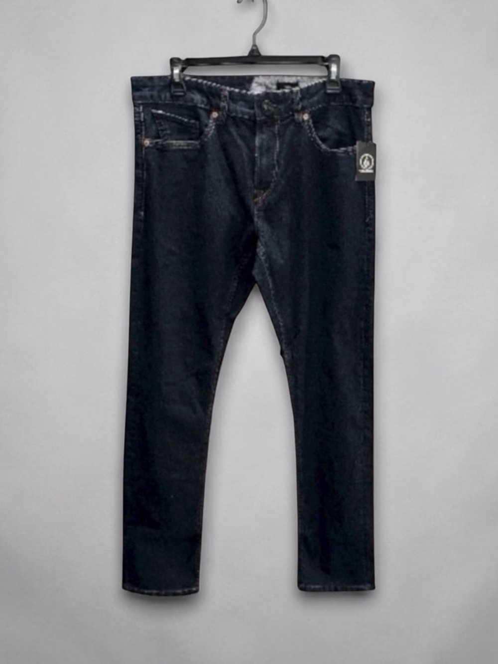 Volcom Vorta Slim Straight Jeans Mens 34x32 Dark Blue Rinse